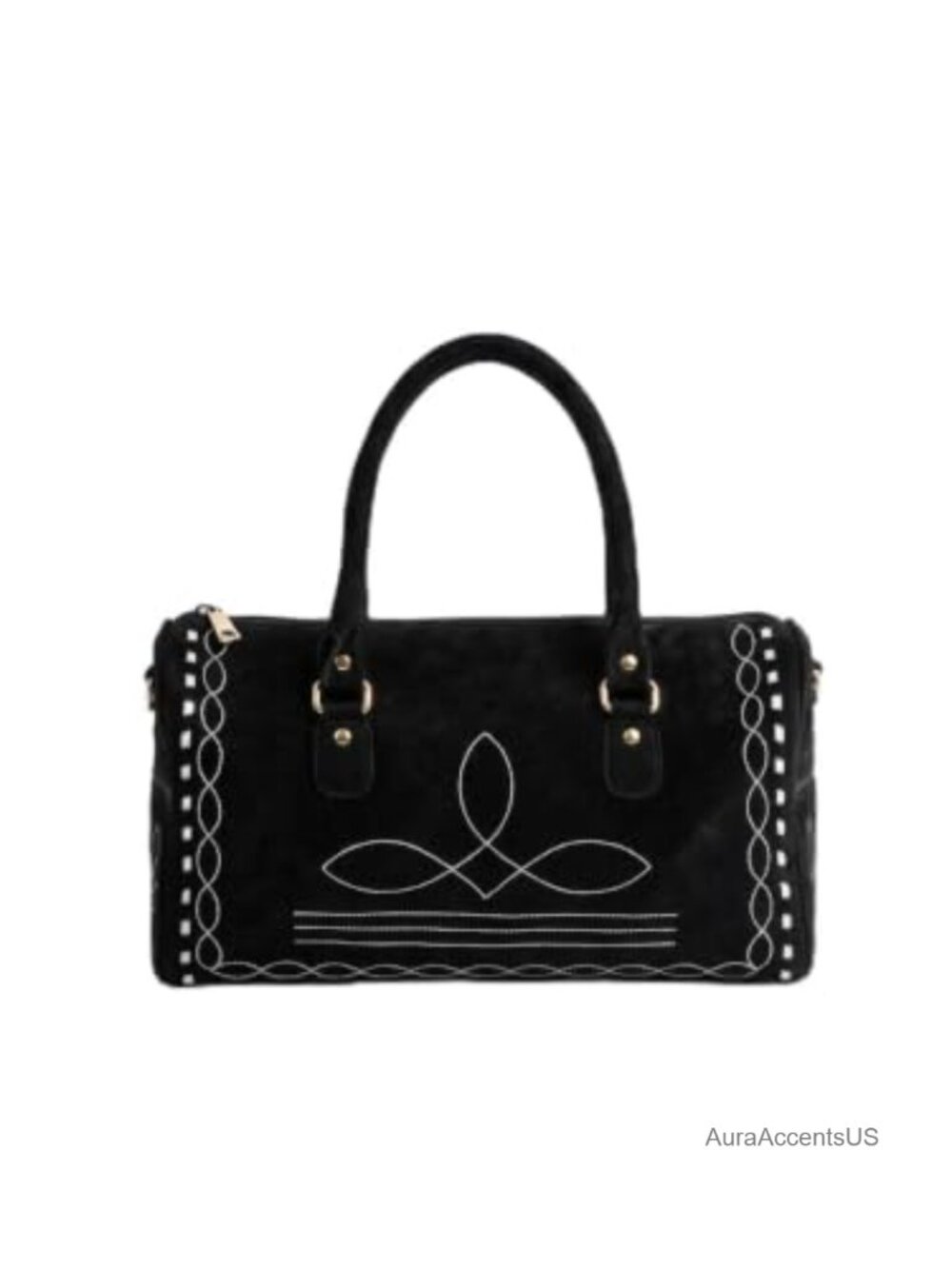 Handmade Suede Leather Bag Tribal Embroidered Top Handle Tote